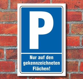 Schild Parken, Parkplatz, Gekennzeichnete Flächen, 3 mm Alu-Verbund 600 x 400 mm