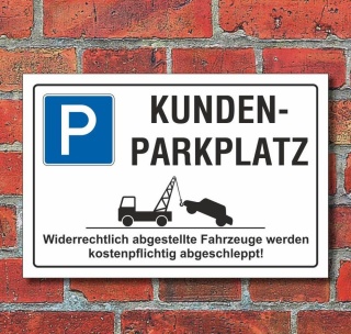 Schild Parkplatz, Kundenparkplatz, 3 mm Alu-Verbund 300 x 200 mm