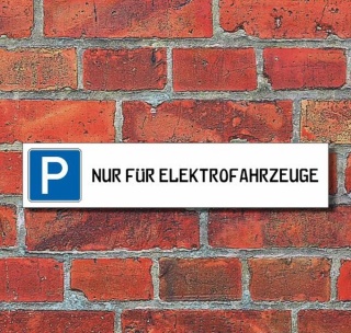Schild Parkplatz &quot;Elektrofahrzeuge&quot; - 3 mm Alu-Verbund - 52 x 11 cm