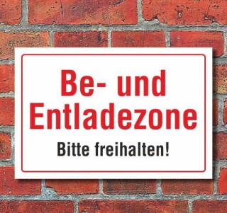 Schild Be- und Entladezone - Bitte freihalten, 3 mm Alu-Verbund 600 x 400 mm