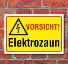 Schild Vorsicht - Elektrozaun, 3 mm Alu-Verbund