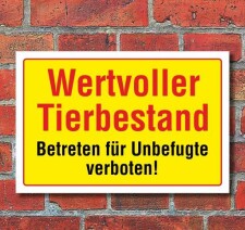 Schild Wertvoller Tierbestand, 3 mm Alu-Verbund