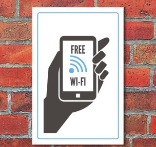 Schild "Free WiFi", 3 mm Alu-Verbund Motiv 1 300 x 200 mm