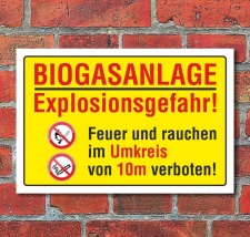 Schild Hinweisschild Gefahrschild Biogasanlage, 3 mm...