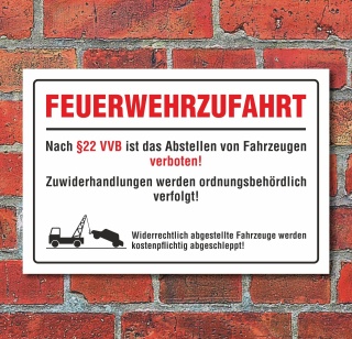 Schild "Feuerwehrzufahrt mit Bild", Gehweg, 3 mm Alu-Verbund  450 x 300 mm