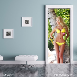 Türtapete "Sexy Frau am Strand", Türposter, selbstklebend 2050 x 880 mm