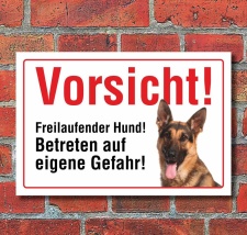 Vorsicht "Freilaufend", Schäferhund, Hund,...