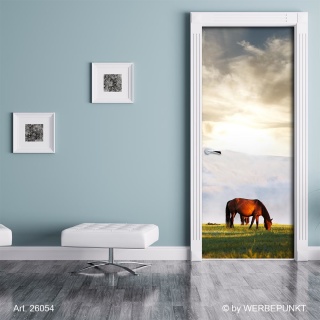 Türtapete "Pferd auf der Weide", Türposter, selbstklebend 2050 x 880 mm