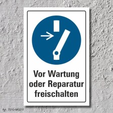 Schild "Wartung freischalten", DIN ISO 7010, 3...
