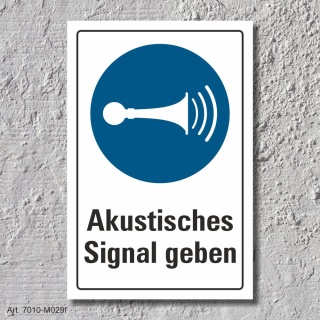 Schild "Akustisches Signal geben", DIN ISO 7010, 3 mm Alu-Verbund  300 x 200 mm