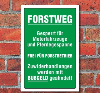 Schild "Forstweg", 3 mm Alu-Verbund  300 x 200 mm