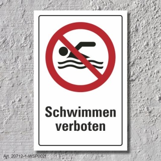 Verbotsschild &quot;Schwimmen verboten&quot;, DIN ISO 20712, 3 mm Alu-Verbund  
