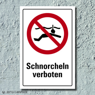 Verbotsschild "Schnorcheln verboten", DIN ISO 20712, 3 mm Alu-Verbund  600 x 400 mm