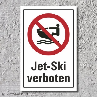 Verbotsschild "Jet Ski verboten", DIN ISO 20712, 3 mm Alu-Verbund  450 x 300 mm