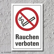 Verbotsschild &quot;Rauchen verboten&quot;, DIN ISO 7010,...
