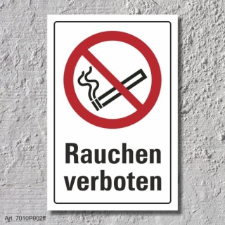 Verbotsschild "Rauchen verboten", DIN ISO 7010, 3 mm Alu-Verbund  600 x 400 mm