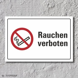 Verbotsschild "Rauchen verboten", DIN ISO 7010, 3 mm Alu-Verbund  600 x 400 mm