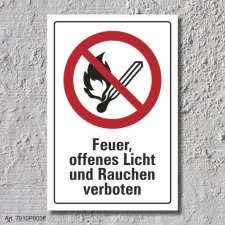 Verbotsschild "Feuer, Licht verboten", DIN ISO...
