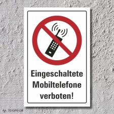 Verbotsschild &quot;Mobiltelefone verboten&quot;, DIN ISO...