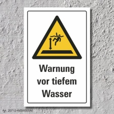 Warnschild "Warnung vor tiefem Wasser", DIN ISO...