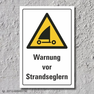 Warnschild &quot;Warnung vor Strandseglern&quot;, DIN ISO 20712, 3 mm Alu-Verbund