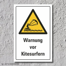 Warnschild &quot;Warnung vor Kitesurfern&quot;, DIN ISO...