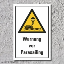 Warnschild &quot;Warnung vor Parasailing&quot;, DIN ISO...