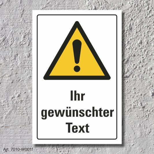 3 mm Alu-Verbund Schild "Ihr gewünschter Text" DIN ISO 7010 