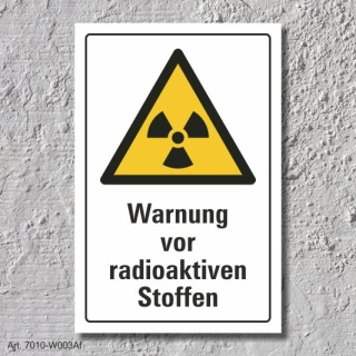 Warnschild "Radioaktive Stoffe", DIN ISO 7010, 3 mm Alu-Verbund  600 x 400 mm