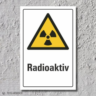 Warnschild "Radioaktiv", DIN ISO 7010, 3 mm Alu-Verbund  600 x 400 mm