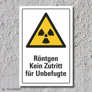 Warnschild "Röntgen, kein Zutritt", DIN ISO 7010, 3 mm Alu-Verbund  600 x 400 mm