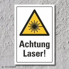 Warnschild &quot;Achtung Laser&quot;, DIN ISO 7010, 3 mm...