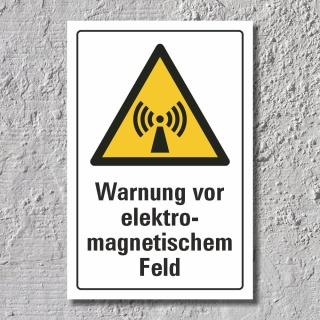 Warnschild "Elektromagnetisches Feld", DIN ISO 7010, 3 mm Alu-Verbund  300 x 200 mm