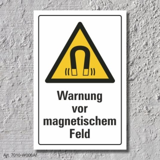 Warnschild "Magnetisches Feld", DIN ISO 7010, 3 mm Alu-Verbund  300 x 200 mm