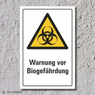 Warnschild "Biogefährdung", DIN ISO 7010, 3 mm Alu-Verbund