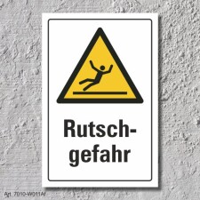 Warnschild "Rutschgefahr", DIN ISO 7010, 3 mm...