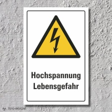 Warnschild "Hochspannung", DIN ISO 7010, 3 mm...