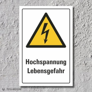 Warnschild "Hochspannung", DIN ISO 7010, 3 mm Alu-Verbund  600 x 400 mm