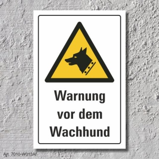 Warnschild &quot;Wachhund&quot;, DIN ISO 7010, 3 mm Alu-Verbund