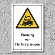 Warnschild "Flurförderzeuge", DIN ISO...