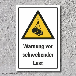 Warnschild "Schwebende Last", DIN ISO 7010, 3 mm Alu-Verbund  600 x 400 mm