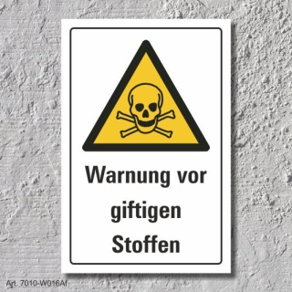 Warnschild "Warnung vor giftigen Stoffen", DIN ISO 7010, 3 mm Alu-Verbund  300 x 200 mm