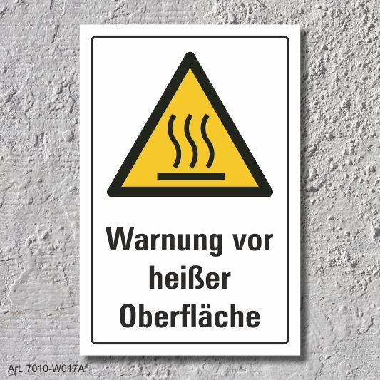 DIN ISO 7010 Schild "Warnung vor heißer Oberfläche" 3 mm Alu-Verbund