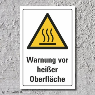 Warnschild "Warnung vor heißer Oberfläche", DIN ISO 7010, 3 mm Alu-Verbund  300 x 200 mm