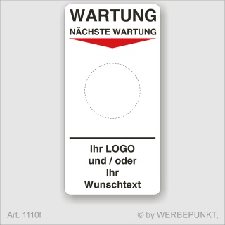 Grundetikett "Wartung", 45 x 90 mm, BGR, UVV, BGV, Wartung, Text, Logo 10 Stück