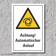 Warnschild "Achtung! Automatischer Anlauf", DIN...
