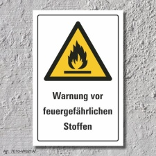 Warnschild "Feuergefährliche Stoffe", DIN...