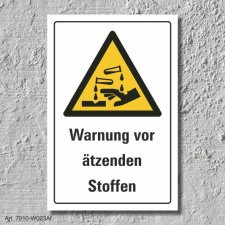 Warnschild "Ätzende Stoffe", DIN ISO 7010,...