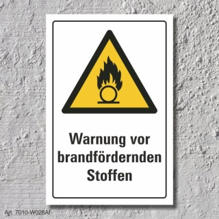 Warnschild "Brandfördernde Stoffe", DIN ISO 7010, 3 mm Alu-Verbund  300 x 200 mm
