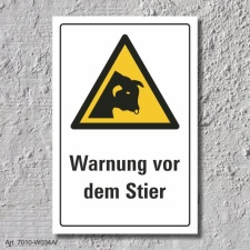 Warnschild "Warnung vor dem Stier", DIN ISO...